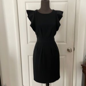 Kenneth Cole black pencil dress flutter sleeve with pockets